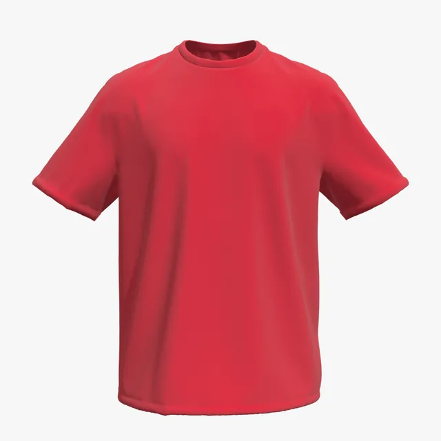Blank red boxy rolled-sleeve T-shirt mockup