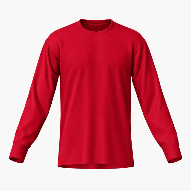 Blank red crew-neck long-sleeve T-shirt mockup