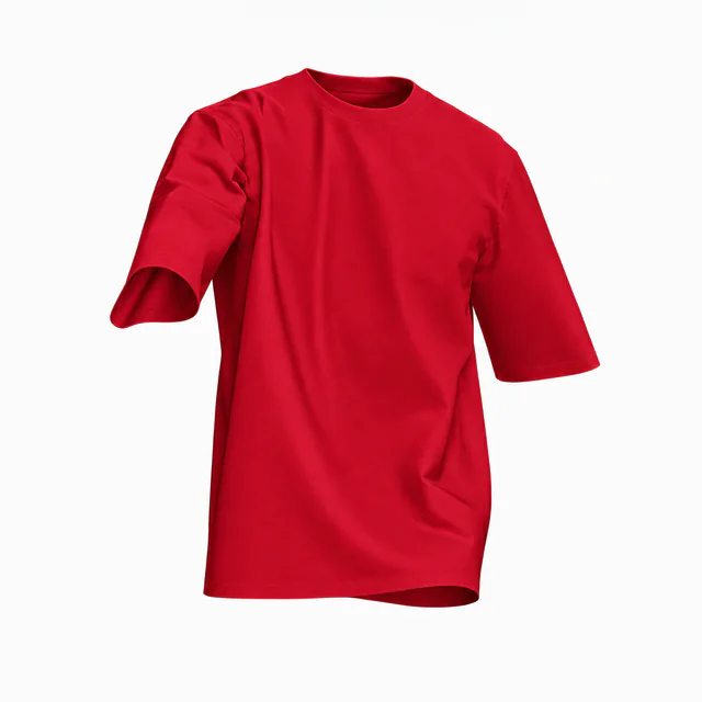 Blank red draped crew-neck T-shirt mockup