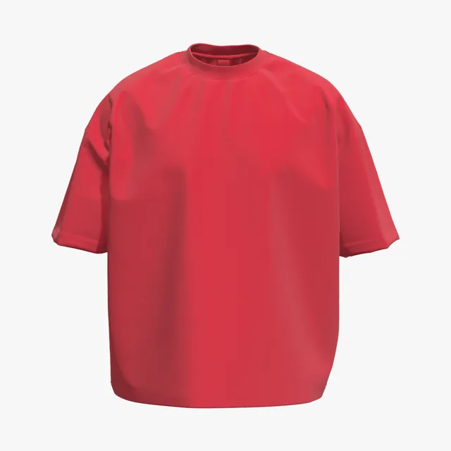 Blank red drop-shoulder boxy T-shirt mockup
