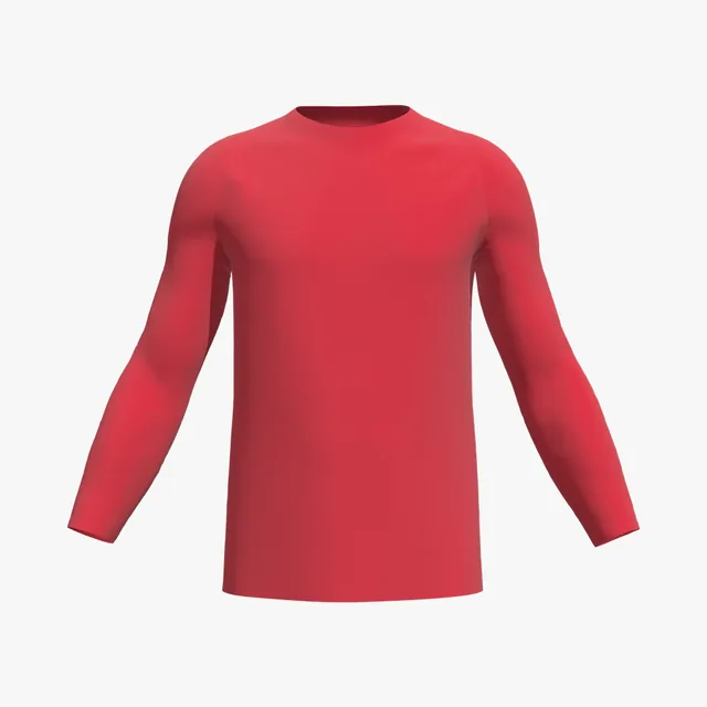 Blank red fitted long-sleeve T-shirt mockup