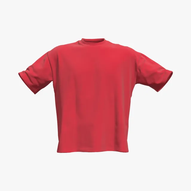 Blank red loose-fit boxy T-shirt mockup