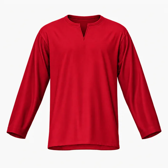 Blank red notched crew-neck T-shirt mockup
