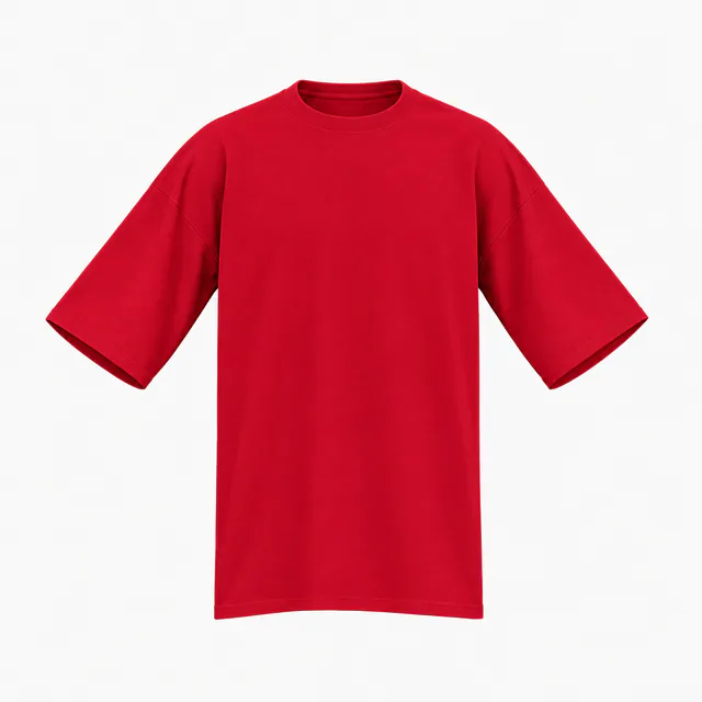 Blank red oversized crew-neck T-shirt mockup