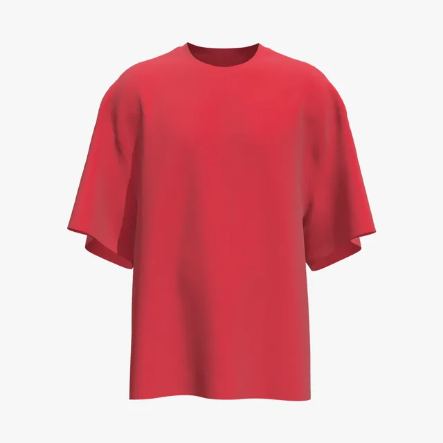 Blank red oversized long-body T-shirt mockup