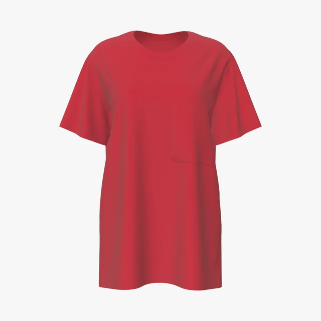 Blank red oversized pocket T-shirt mockup