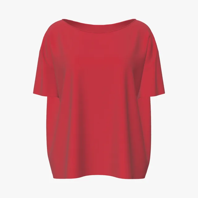 Blank red oversized scoop-neck T-shirt mockup