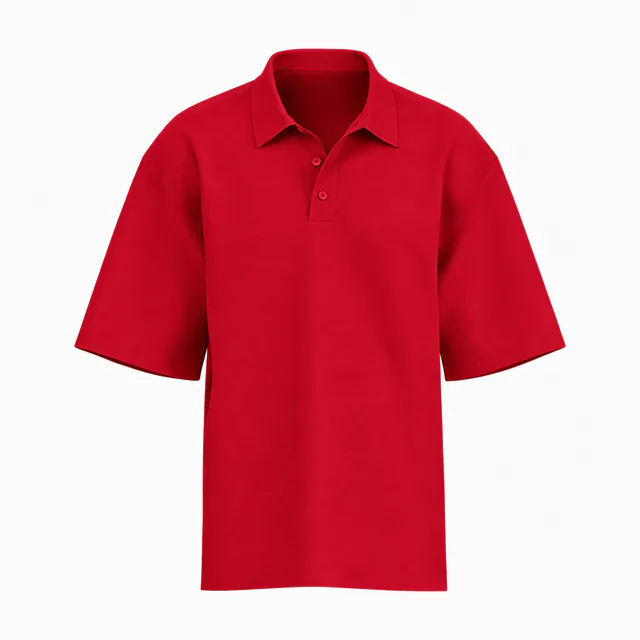 Blank red oversized short-sleeve polo shirt mockup