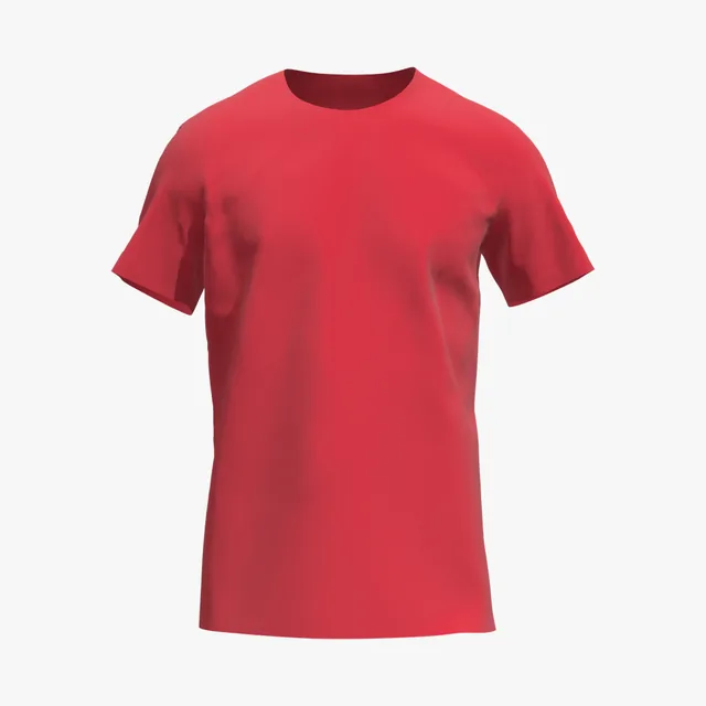Blank red shoulder-panel T-shirt mockup
