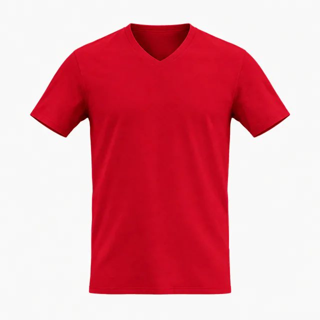 Blank red V-neck T-shirt mockup