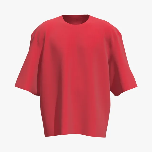 Blank red wide boxy T-shirt mockup