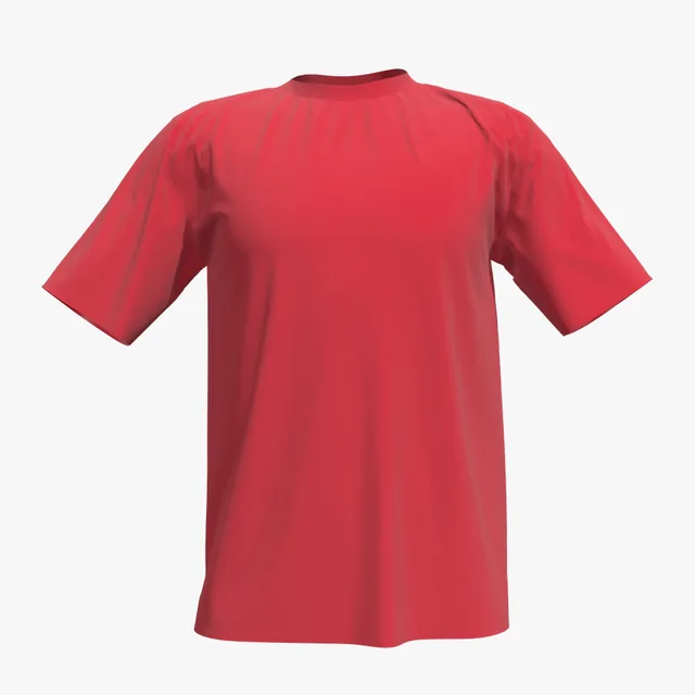 Blank red wide crew-neck T-shirt mockup