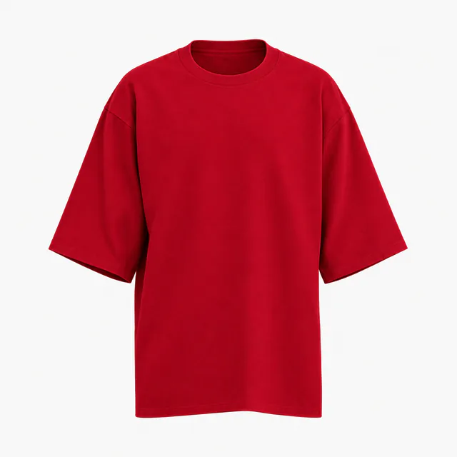 Blank red wide-sleeve crew-neck T-shirt mockup