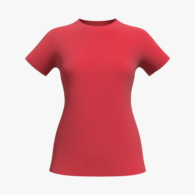 Blank red women's cap-sleeve T-shirt mockup