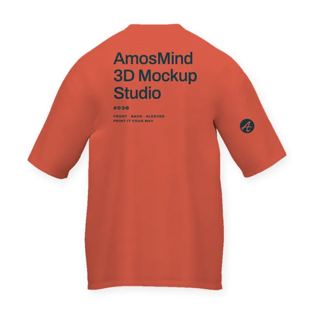 Back of the Regular-fit T-shirt mockup with AmosMind artwork