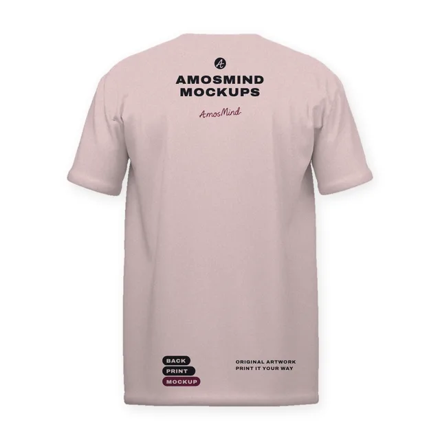 Back of the Regular-fit V-neck T-shirt mockup with AmosMind artwork