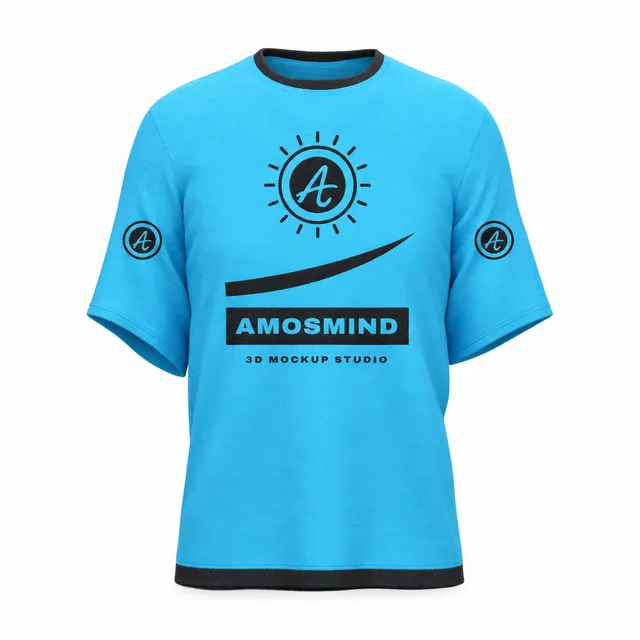 Relaxed drop-shoulder T-shirt mockup with AmosMind artwork
