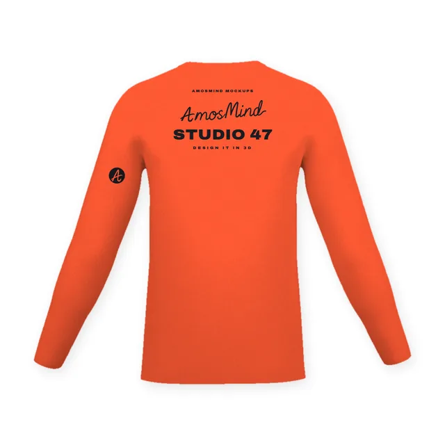 Back of the Relaxed long-sleeve T-shirt mockup with AmosMind artwork