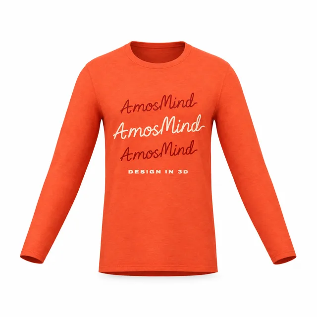 Relaxed long-sleeve T-shirt mockup with AmosMind artwork