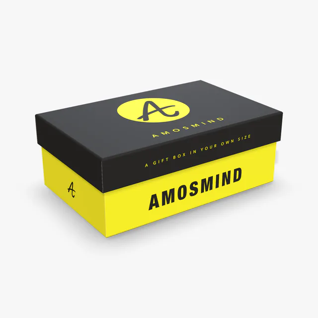 Rigid box mockup with AmosMind artwork