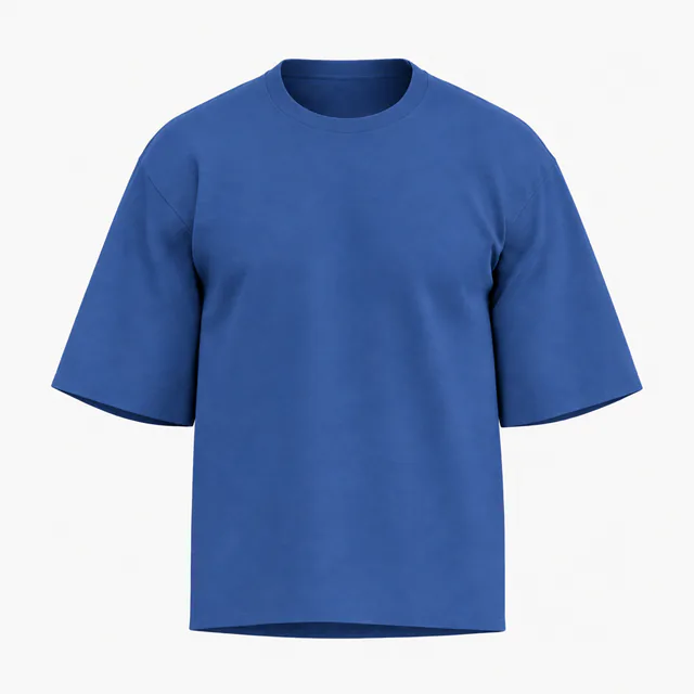 Blank royal blue boxy cropped T-shirt mockup