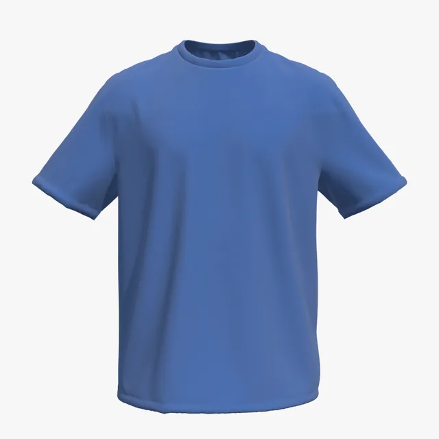 Blank royal blue boxy rolled-sleeve T-shirt mockup