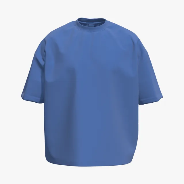 Blank royal blue drop-shoulder boxy T-shirt mockup