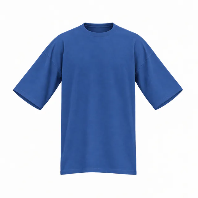 Blank royal blue oversized crew-neck T-shirt mockup