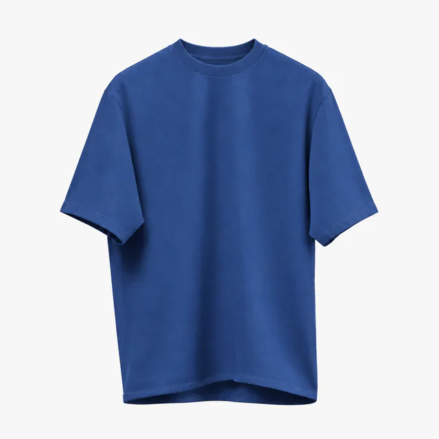 Blank royal blue suspended crew-neck T-shirt mockup