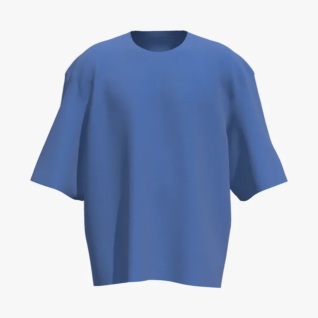 Blank royal blue wide boxy T-shirt mockup