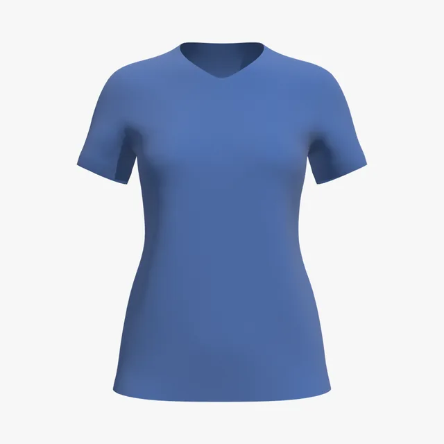 Blank royal blue women's V-neck T-shirt mockup
