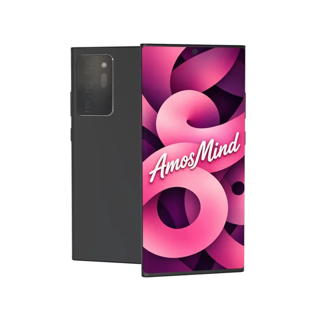 Samsung Galaxy Note20 Ultra mockup with AmosMind artwork
