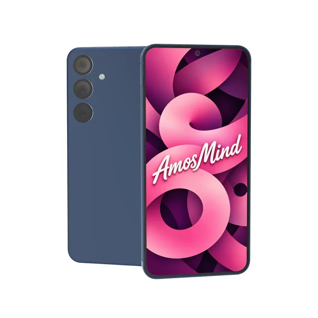 Samsung Galaxy S25+ mockup with AmosMind artwork