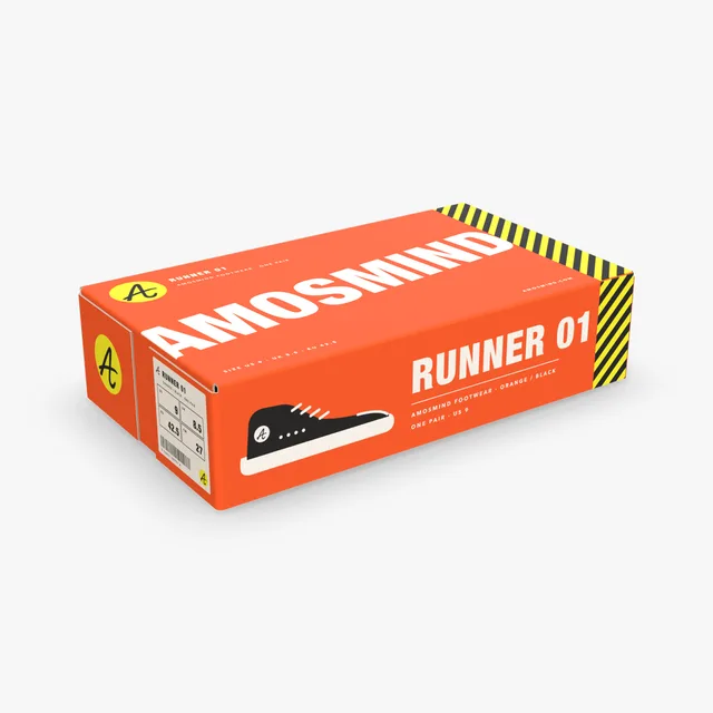 Shoe box mockup with AmosMind artwork