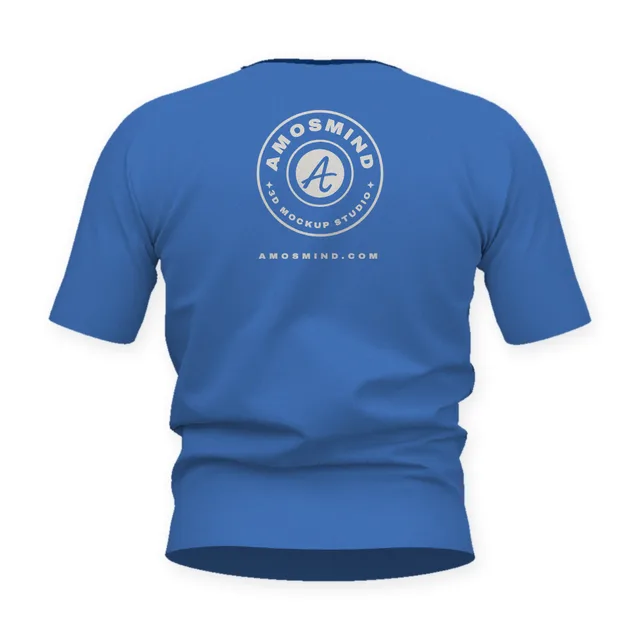 Back of the Short-sleeve pocket Henley mockup with AmosMind artwork