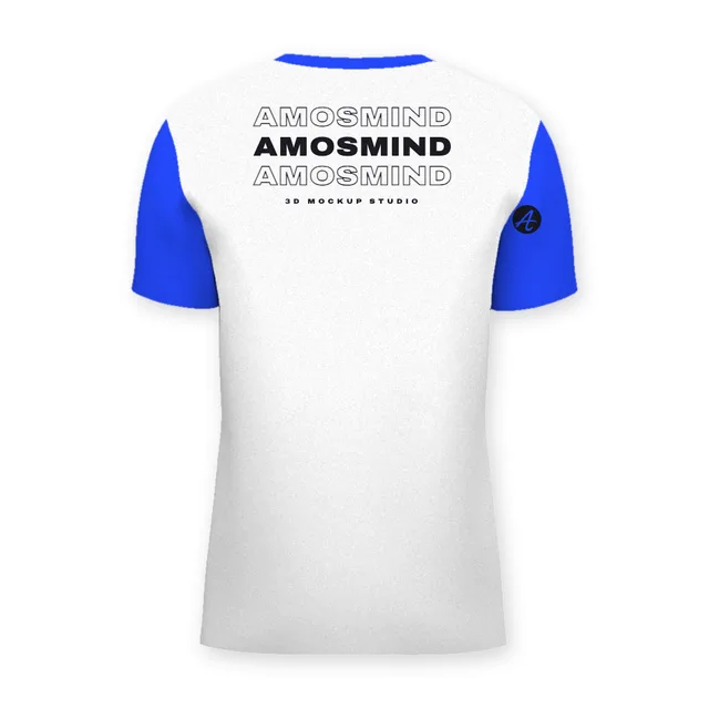 Back of the Slim raglan T-shirt mockup with AmosMind artwork