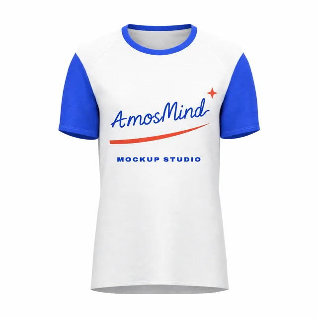 Slim raglan T-shirt mockup with AmosMind artwork