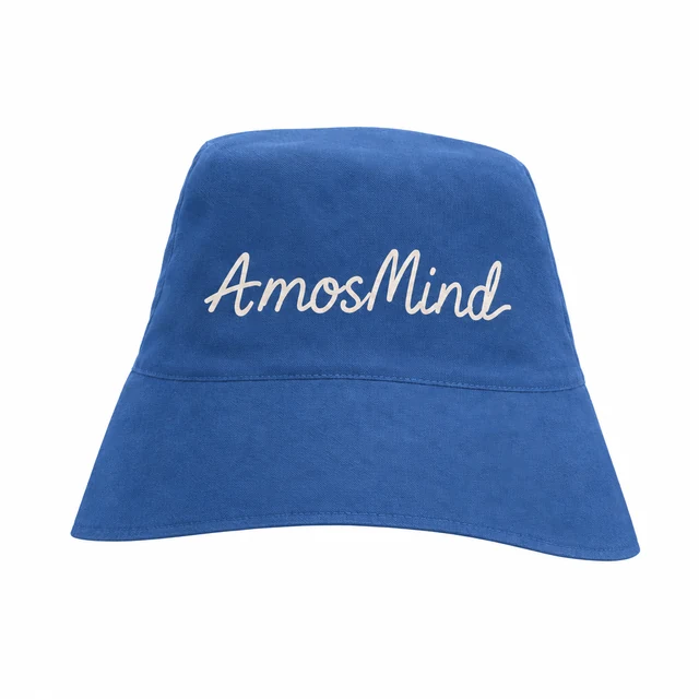 Soft-brim bucket hat mockup with AmosMind artwork
