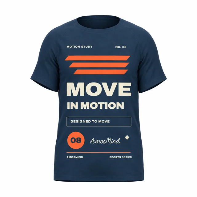Sports T-shirt mockup with AmosMind artwork