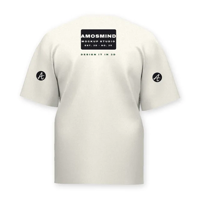 Back of the Straight-fit crew-neck T-shirt mockup with AmosMind artwork
