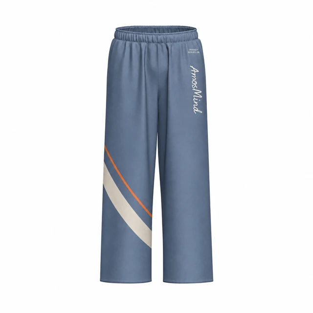 Straight-hem wide-leg pants mockup with AmosMind artwork
