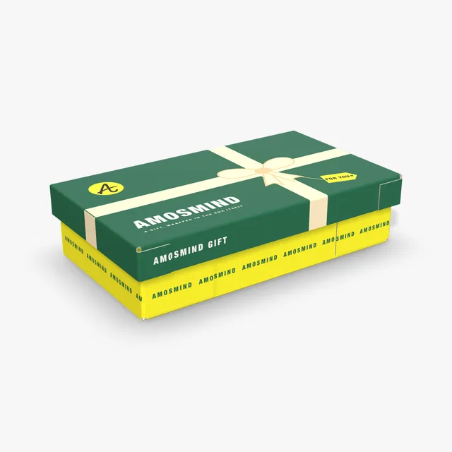 Telescope box mockup with AmosMind artwork
