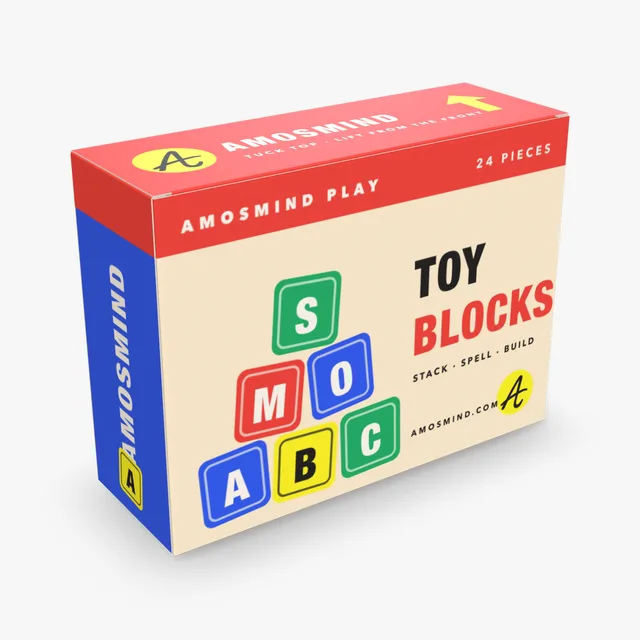 Tuck top box mockup with AmosMind artwork