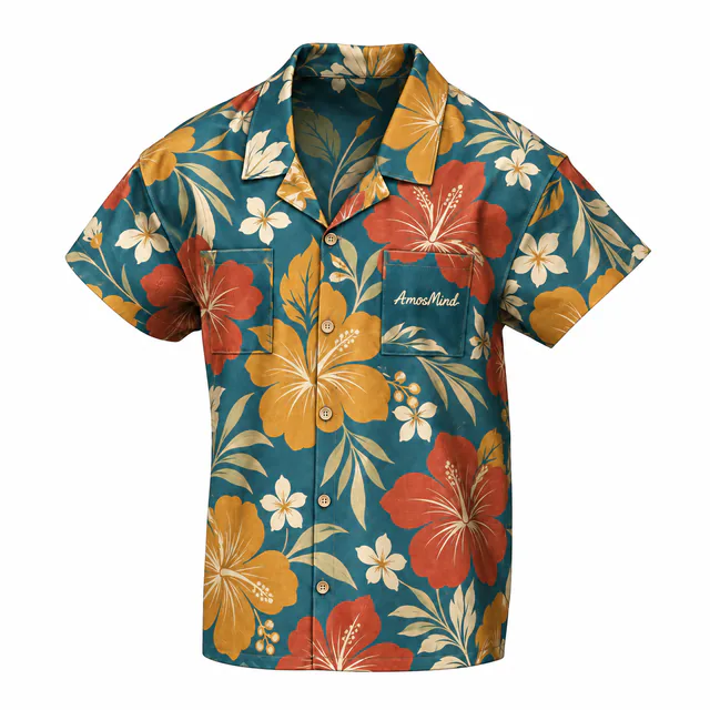 Two-pocket short-sleeve shirt with AmosMind artwork