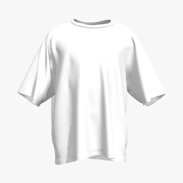 Blank white boxy contrast-trim T-shirt mockup
