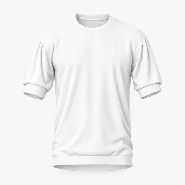 Blank white crew-neck banded short-sleeve top mockup