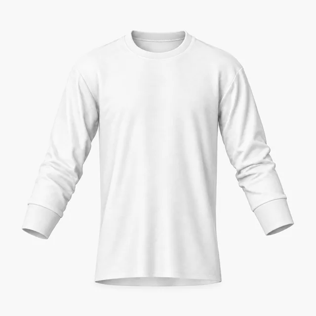 Blank white crew-neck banded-sleeve T-shirt mockup
