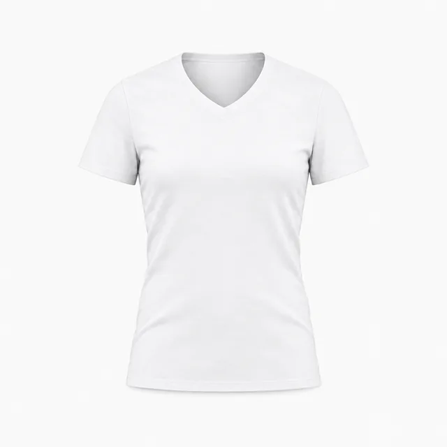 Blank white fitted V-neck T-shirt mockup
