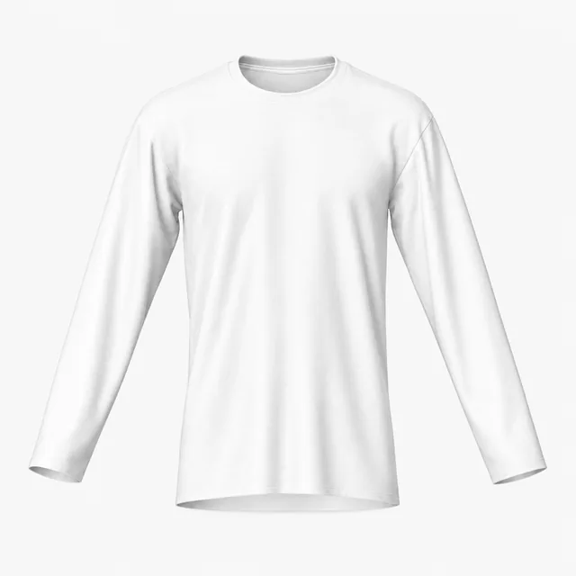 Blank white narrow crew-neck long-sleeve T-shirt mockup