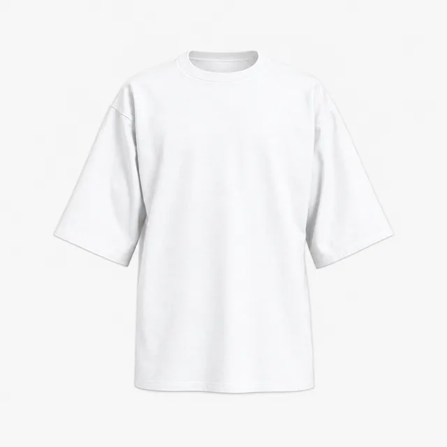 Blank white oversized drop-shoulder T-shirt mockup